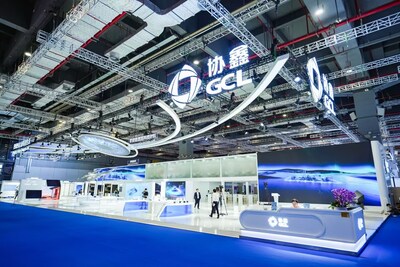 The GCL SI booth at SNEC 2026 in Shanghai showcases scenario-based PV solutions