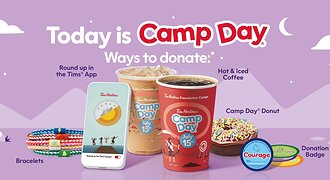 Tim Hortons Camp Day is back today with 100% of all hot and iced coffee proceeds donated* to Tim Hortons Foundation Camps!